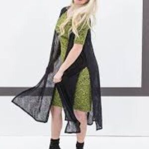 LulaRoe Joy Black Sleeveless Long Vest Duster Duster  Cárdigan Size Small
